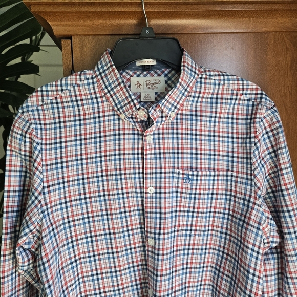 Original Penguin Blue and Red Casual Button Down Shirt - Picture 3 of 4